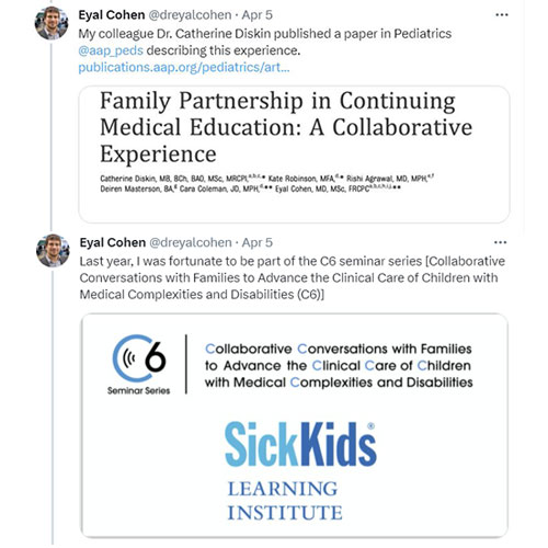 Dr. Eyal Cohen Tweet about Family Partnership in Continuing Medical Education: A Collaborative Experience
